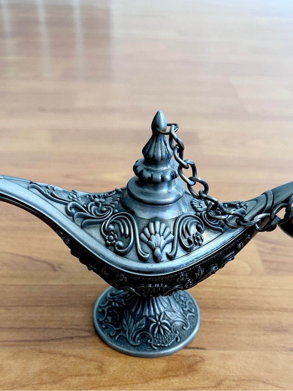 Ornate Decorative Genie Lamp - Antique Style Silver